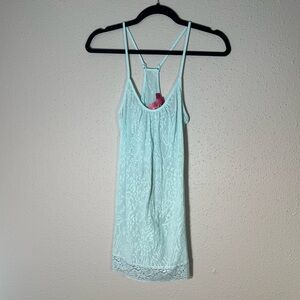 Betsey Johnson Intimates Light Blue Sheet Lace Racerback Tank Dress